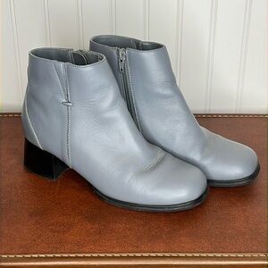 AJ Valenci Slate Blue Leather Booties Size 7.5